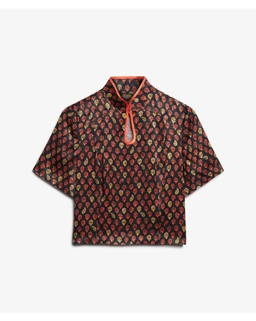 Superdry Red & Co Mandarin Jacquard Top