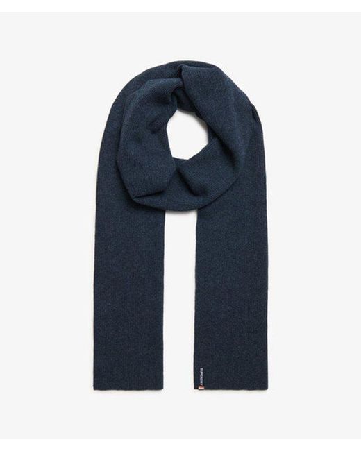 Superdry Blue Essential Logo Knitted Scarf