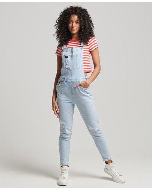 Superdry Slim Taper Dungarees in Light 