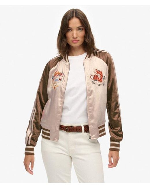 Superdry Women's Natural Suikajan Embroidered Bomber