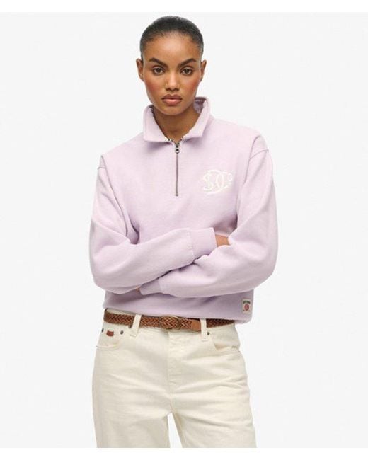 Superdry Pink & Co . Collared Half Zip Sweatshirt