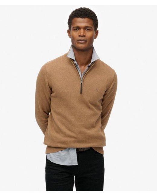 Homme Pull À Demi-Zip Essentials En Coton Taille Superdry pour homme en coloris Natural