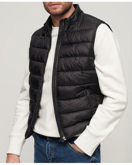 Superdry Black Lightweight Padded Gilet for men