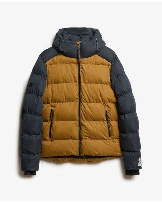 Superdry Blue Color-Block Hooded Puffer Jacket for men