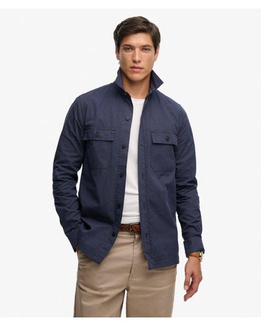 Superdry Blue & Co Military Long Sleeve Shirt for men