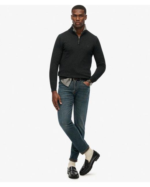 Superdry Black & Co Essentials Cotton Half Zip Jumper for men