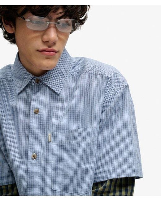 Superdry Gray Bench X & Co Bench Skater Check Short Sleeves Shirt for men