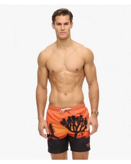 Superdry Red & Co Photographic 17-inch Recycled Swim Shorts for men