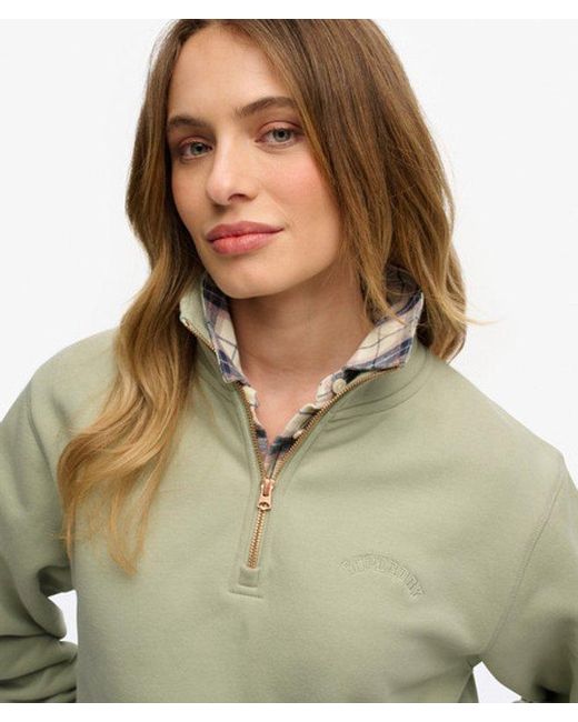 Superdry Green & Co Essential Logo Embroidered Half Zip Jumper