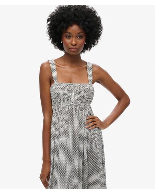 Superdry White & Co Geo Printed Tie Back Maxi Dress
