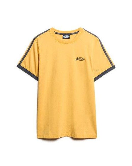 Superdry Yellow Oversized Essential Logo Retro Striped T-shirt