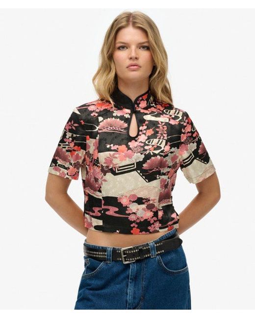 Superdry Gray & Co Mandarin Jacquard Top