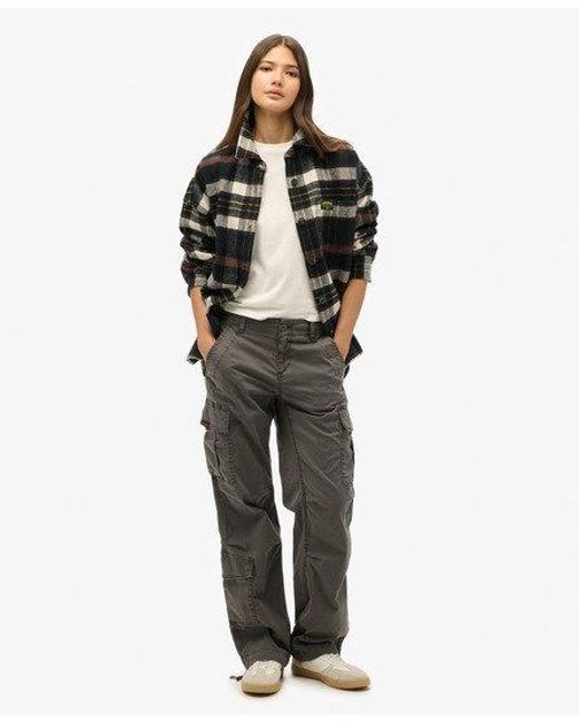 Superdry Rechte Cargobroek Met Lage Taille in het Gray