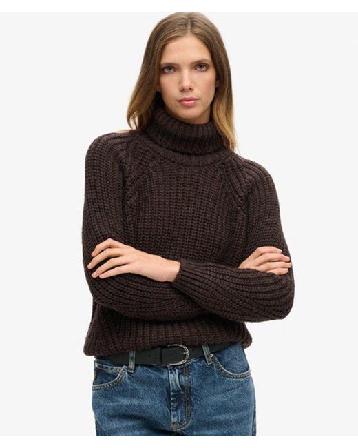 Superdry Black & Co Slouchy Stitch Roll Neck Knit