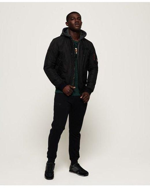 Superdry Black Rookie Flight Bomber Jacket for men