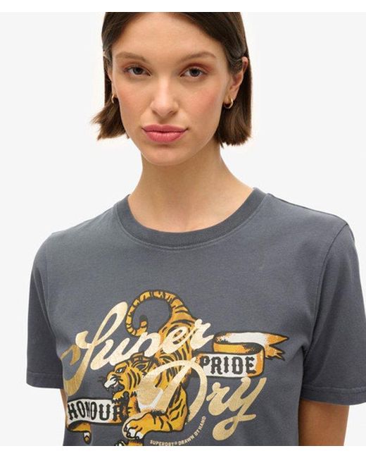 Superdry Gray & Co Tattoo Script Relaxed T-shirt