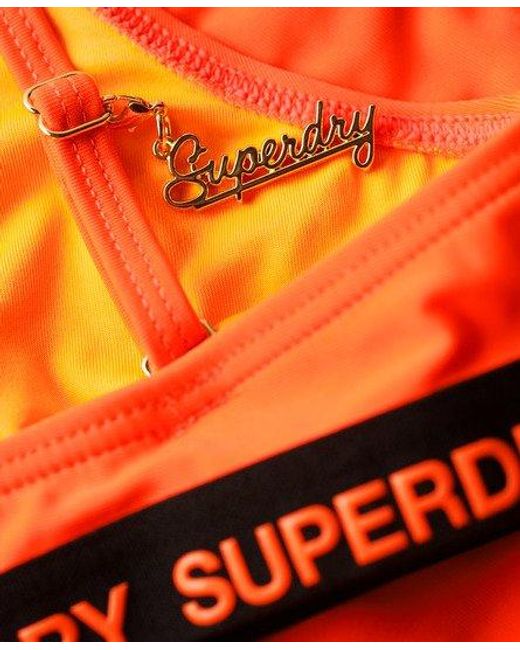Superdry Orange Ladies Striped Elastic Bralette Bikini Top