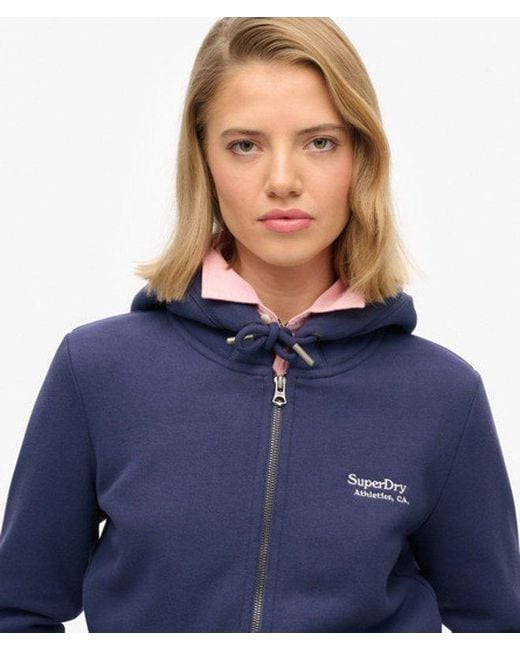 Superdry Blue Athletic Essentials Logo Zip Hoodie