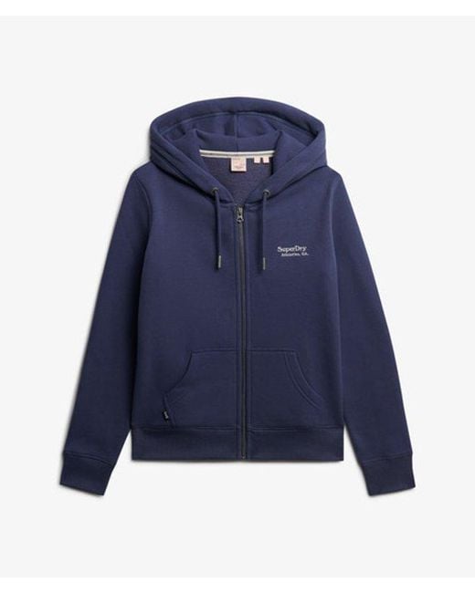 Superdry Blue Athletic Essentials Logo Zip Hoodie