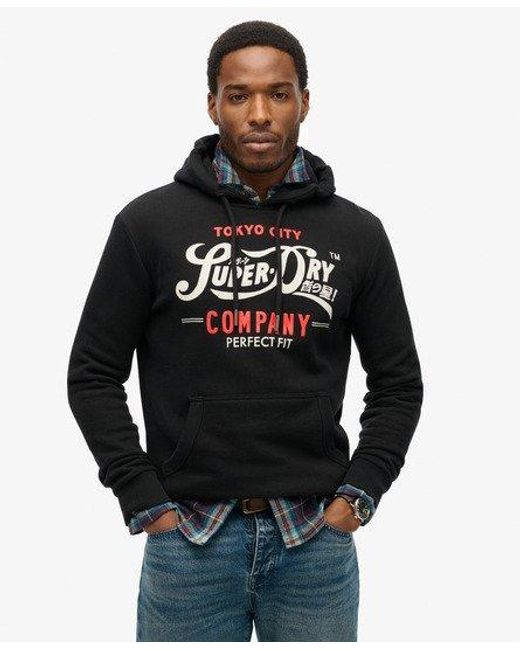 Superdry Black Perfect Fit Script Hoodie for men