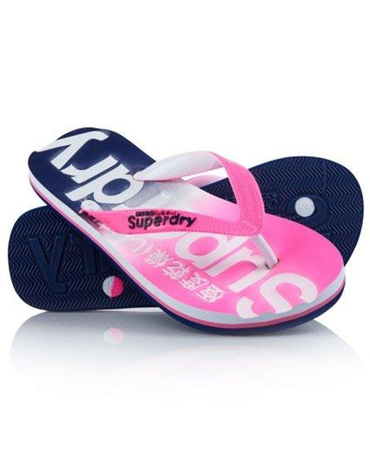 Superdry Blue Faded Flip Flops French/Fluro