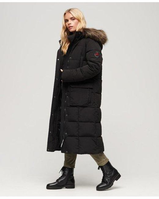Superdry Black Everest Longline Puffer Coat