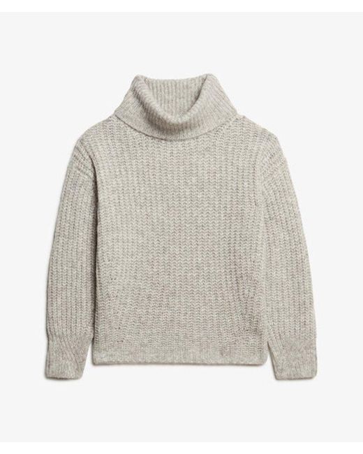 Superdry Gray Brushed Rib Slouch Neck Jumper