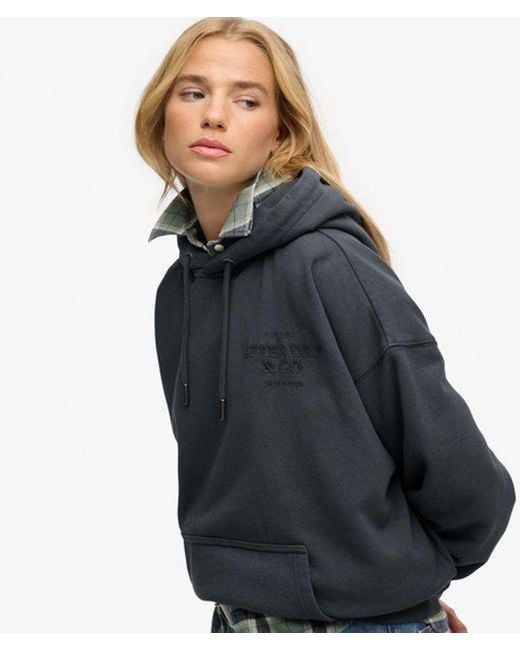 Superdry Blue & Co Luxe Casual Embroidered Relaxed Hoodie