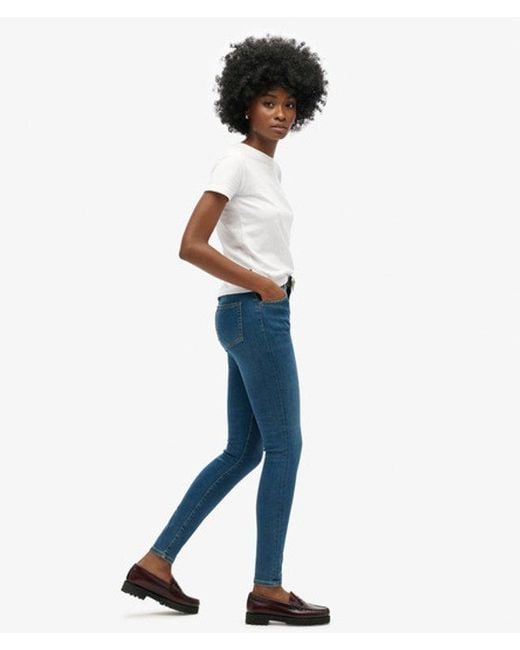 Superdry Blue Cotton High Rise Skinny Denim Jeans