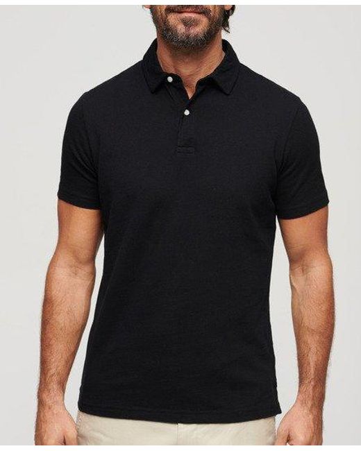 Superdry Black Jersey Polo Shirt for men
