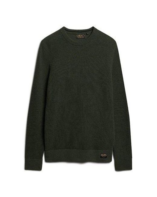 Superdry Green Textured Crew Knitted Jumper for men