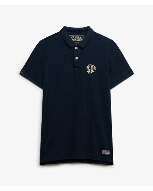 Superdry Black & Co Vintage Athletic Embroidered Polo Shirt for men