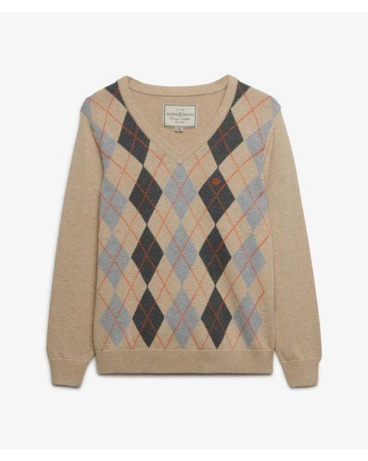 Superdry Natural & Co V-neck Argyle Jumper