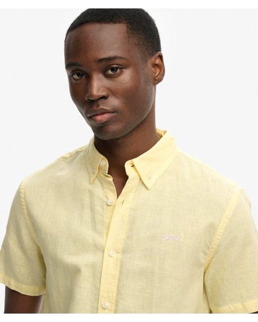 Superdry Natural Cotton Linen Short Sleeve Shirt for men