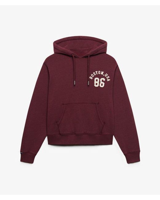 Superdry Red & Co Athletic Essential Applique Cropped Hoodie