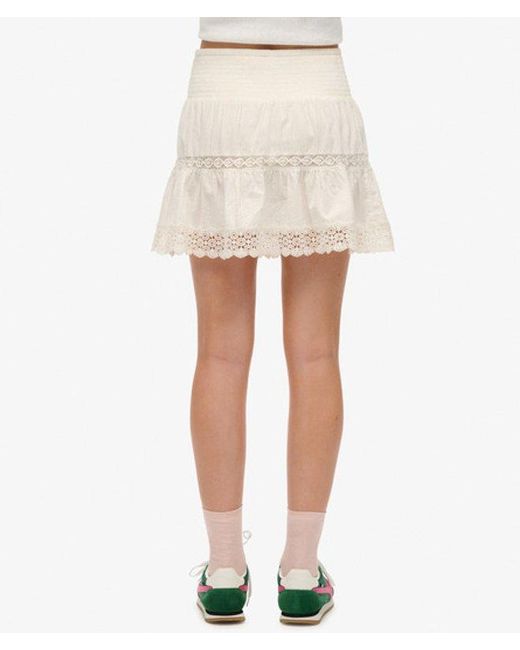 Superdry Natural & Co Ladies Loose Fit Textured Ibiza Lace Mix Mini Skirt