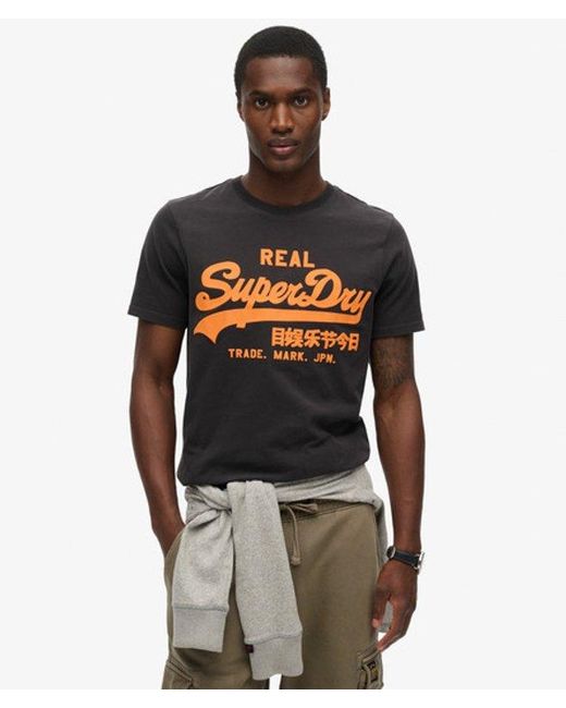 Superdry Brown Neon Vintage Logo Graphic T-Shirt for men