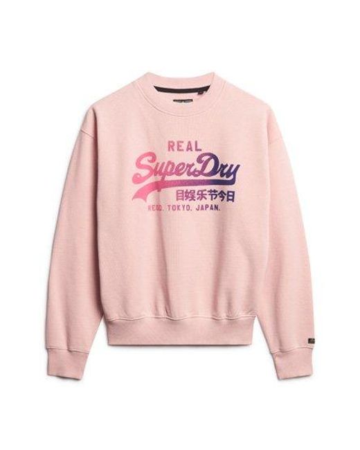 Superdry Tonal Vintage Logo Sweatshirt Met Grafische Print in het Pink