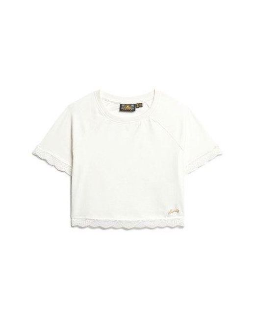 Superdry White 90s Lace Trim T-shirt