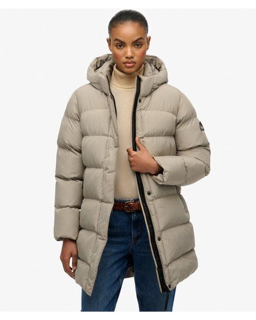 Superdry Gray & Co Hooded Sports Puffer Mid Length Jacket