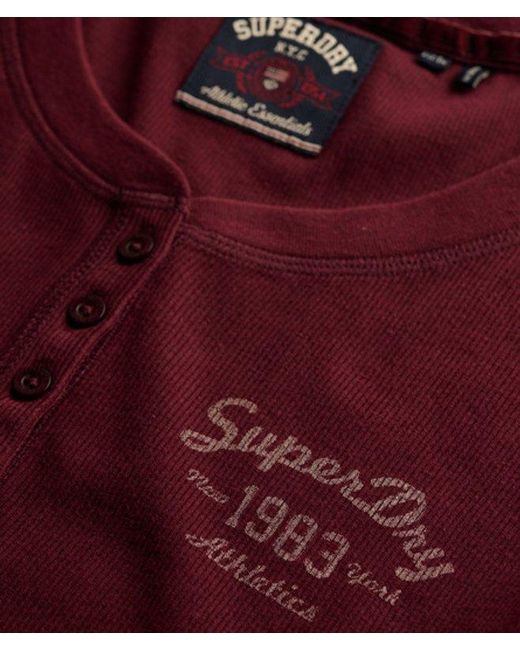 Superdry Athletic Button Down Longsleeve Top in het Red
