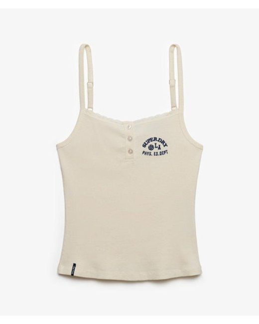 Superdry Blue & Co Athletic Essentials Embroidered Button Cami Top