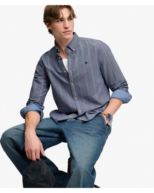 Superdry Blue & Co Preppy Oxford Long Sleeve Shirt for men