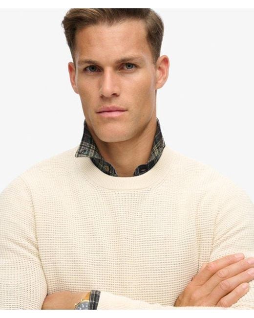 Superdry Natural Classic Knitted Textured Crew Jumper for men