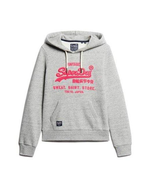 Superdry Gray Neon Vintage Logo Hoodie