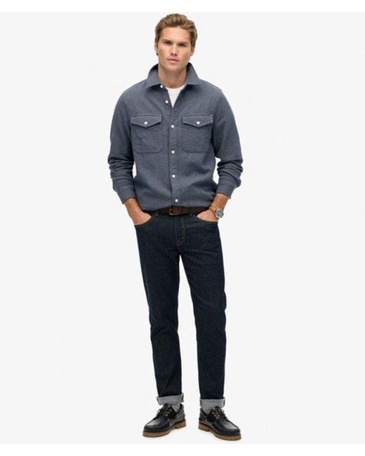 Superdry Merchant Heavy Flannel Overhemd in het Blue voor heren