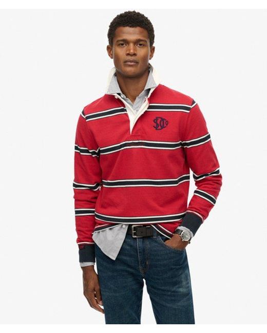 Superdry Gestreept Vintage Athletic Rugbyshirt in het Red voor heren