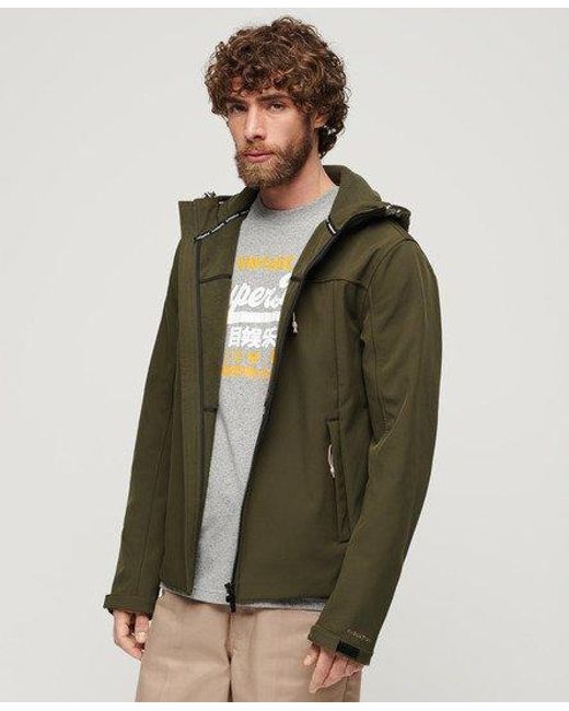 Superdry Green Hooded Soft Shell Trekker Jacket for men