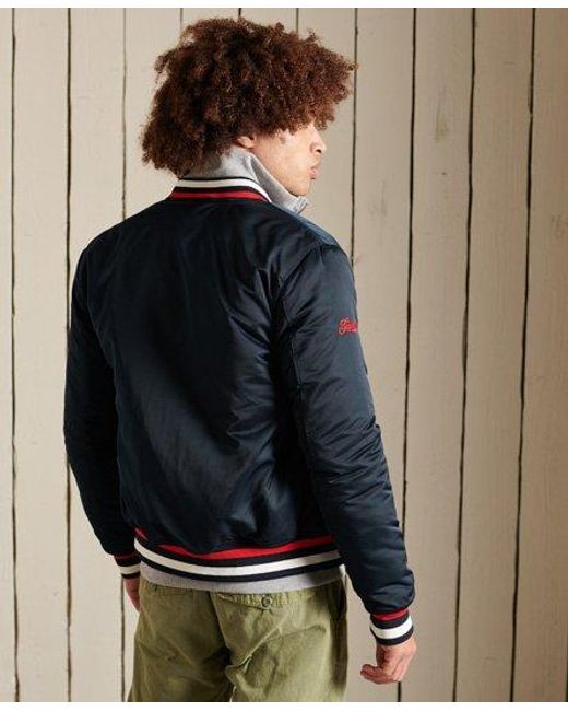 Superdry Blue Varsity Bomber Jacket Nordic Chrome for men