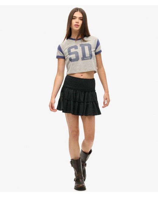 Superdry White Tiered Jersey Mini Skirt